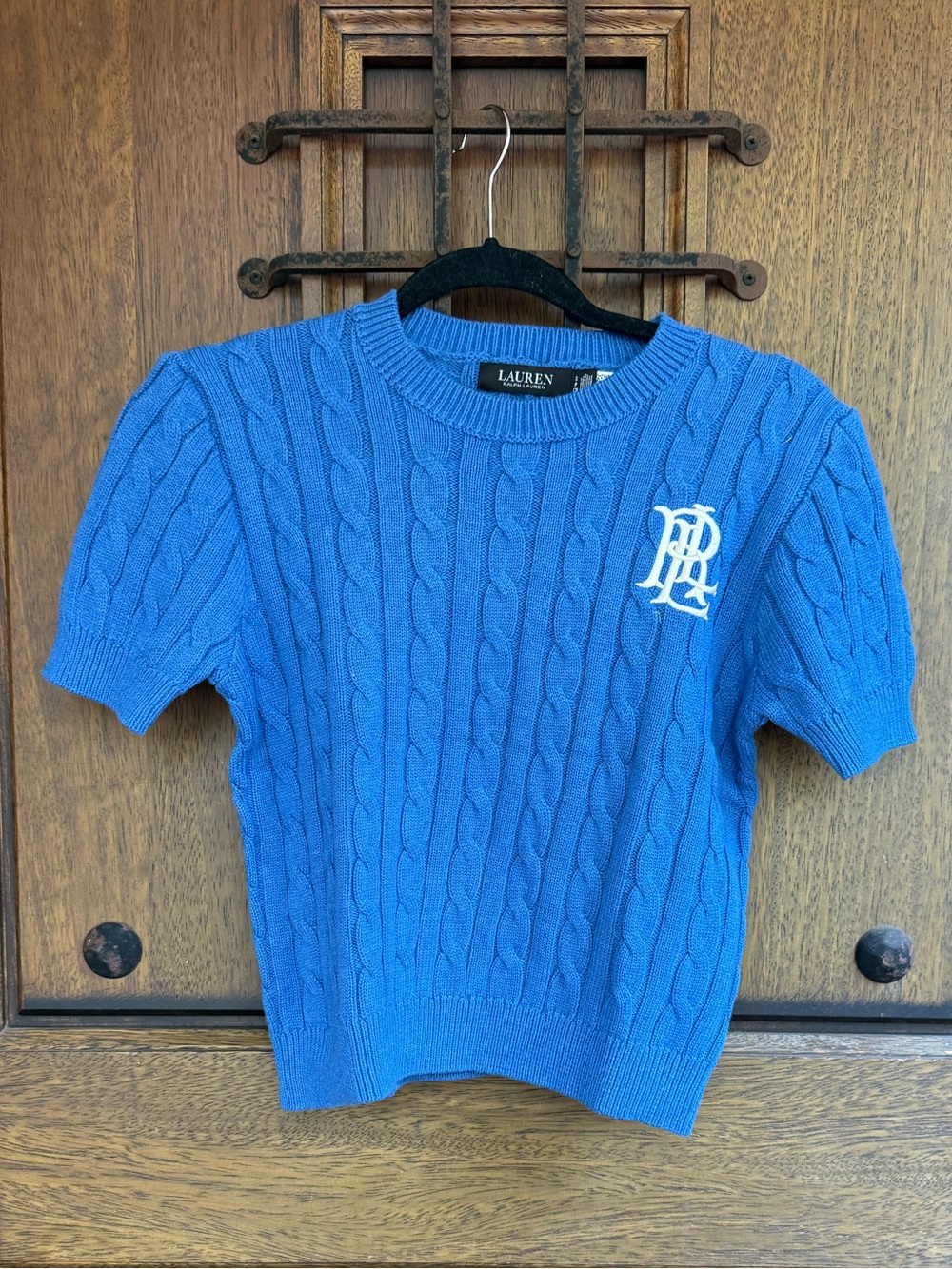 Lauren Ralph Lauren Girls' Blue Cable-Knit Short Sleeve Sweater Size S